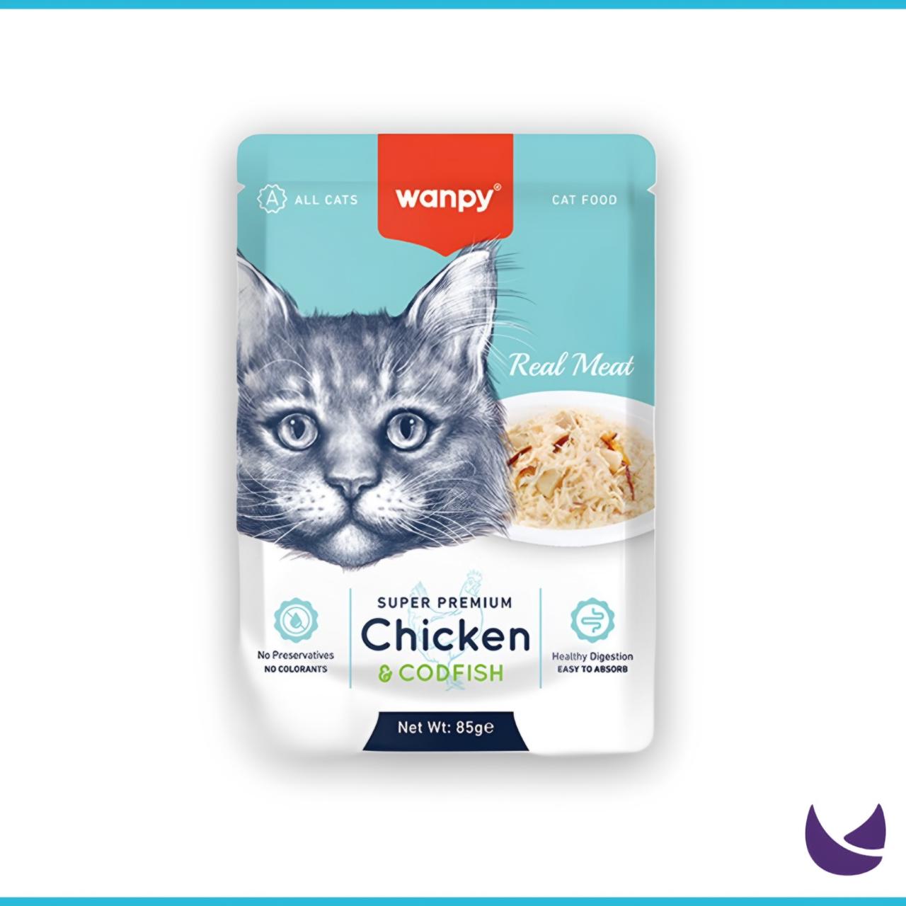 Wanpy Real Meat Cat Pouch – Chicken and Codfish (85g)