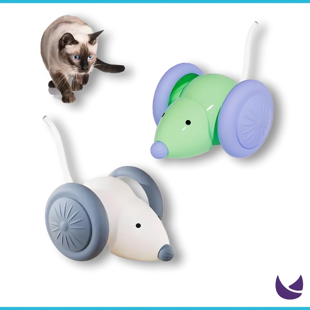 Interactive Mouse Cat Toy with Rolling Wheels