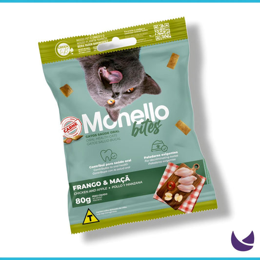 Monello Bites Oral Health – Chicken & Apple Dental Cat Treats (80 g)