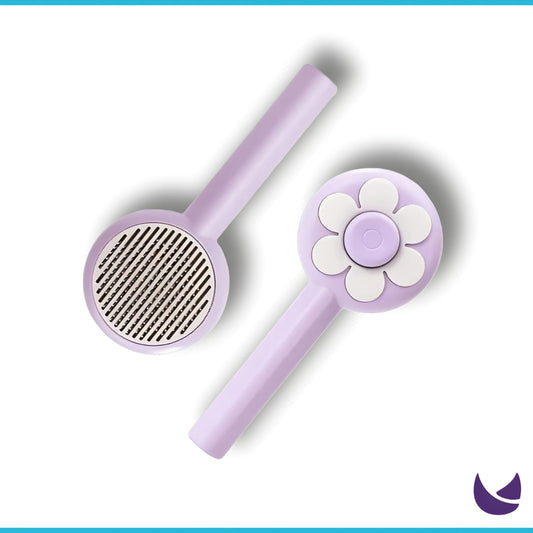 One-Button Flower Pet Brush Purple