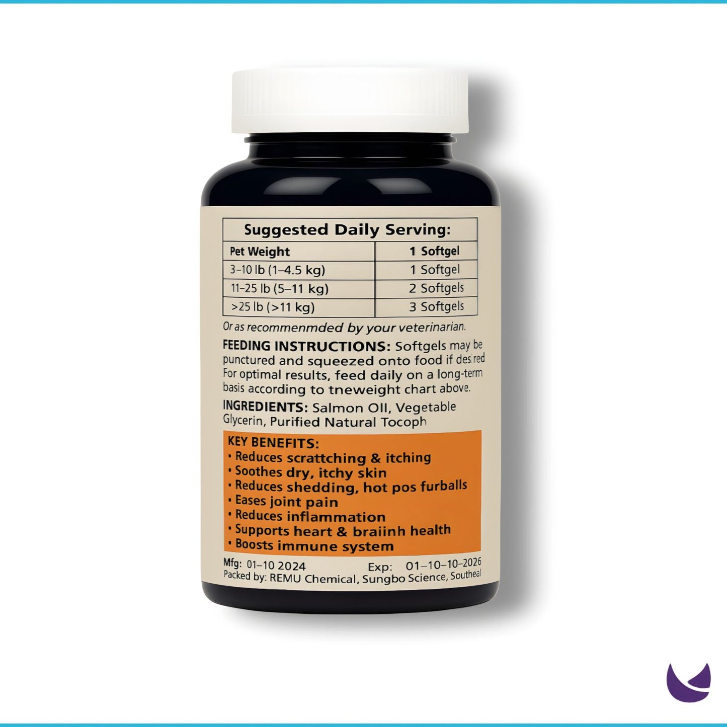 Remu Salmon Oil For Cats And Dogs (120 Softgels) 1