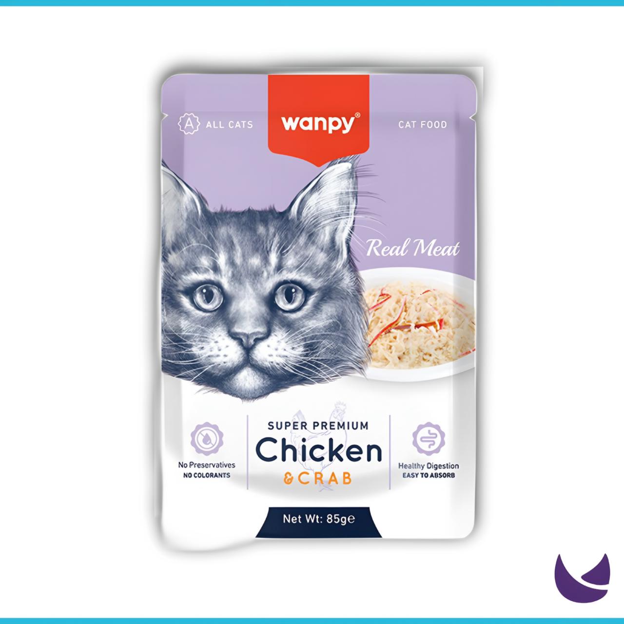 Wanpy Real Meat Cat Pouch – Chicken & Crab (85g)