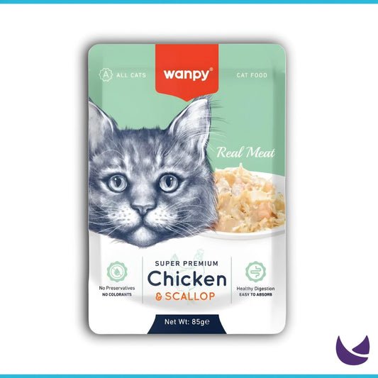 Wanpy Real Meat Cat Pouch – Chicken & Scallop (85g)