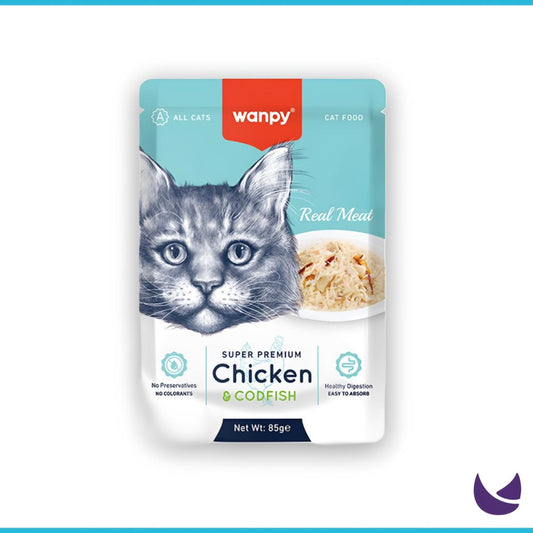 Wanpy Real Meat Cat Pouch – Chicken and Codfish (85g)