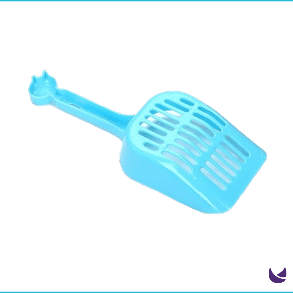 Back of Blue Cat Litter Scoop