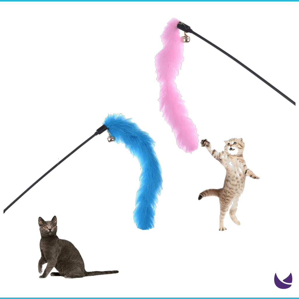 Feather Teaser Wand Toy for Cats | Soft Fur Stick with Bell