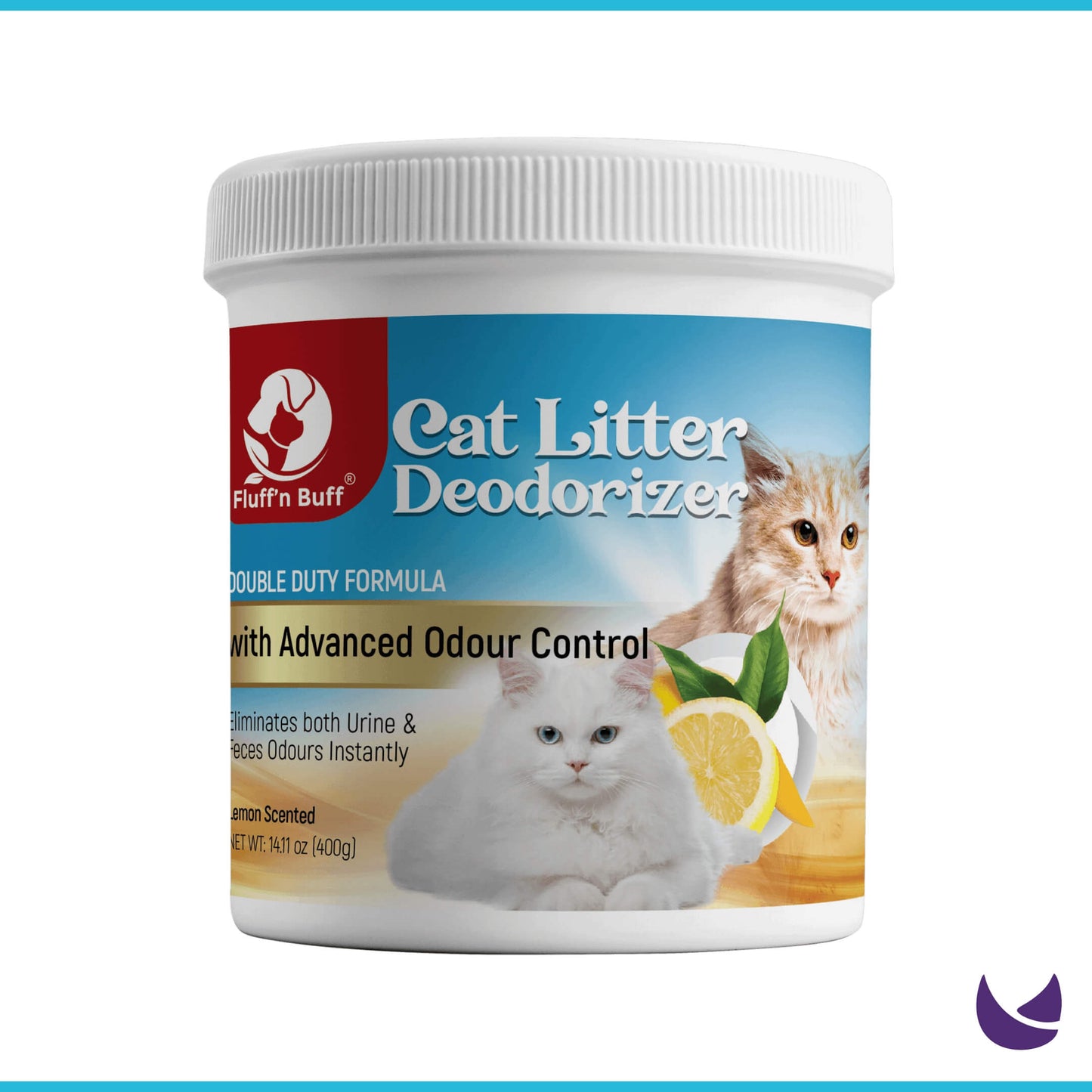 Fluff n Buff Cat Litter Deodorizer Lemon Scent Yellow