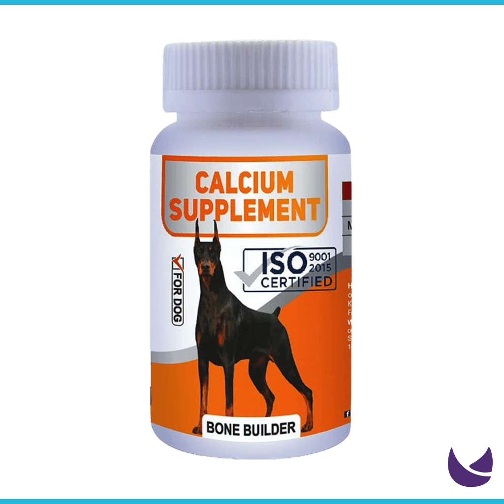 Dog calcium supplement bottle