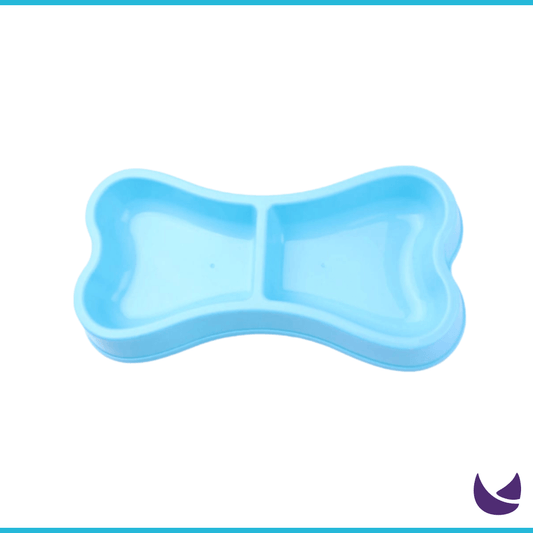 Bone-shaped light blue food bowl for cats and dogs