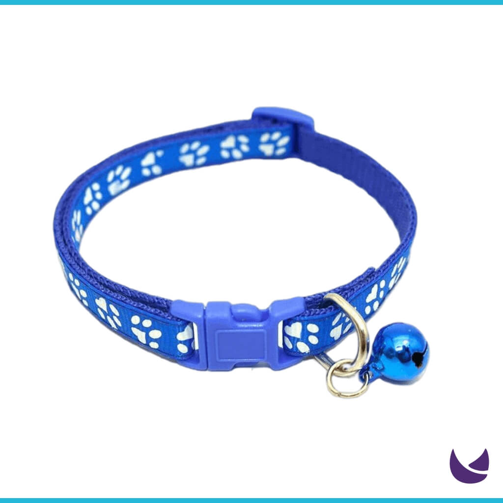 Paw Print Collar with Buckle and Bell