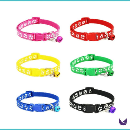 Paw Print Collar for Pets | Fashionable Collar with Buckle and Bell