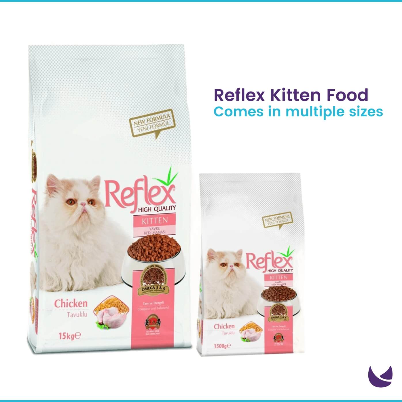 Reflex Kitten Food Chicken flavor sizes