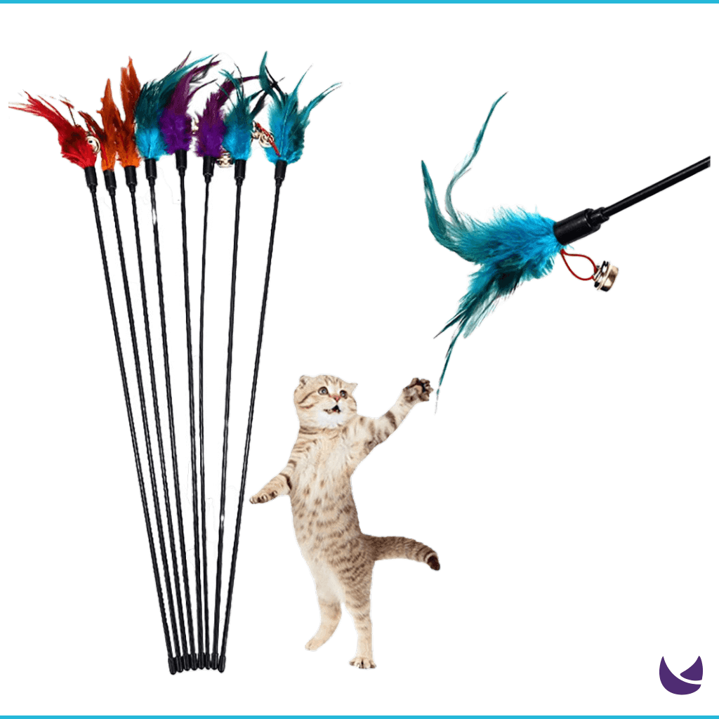 Stick Toy with Fur and Bell for Cats