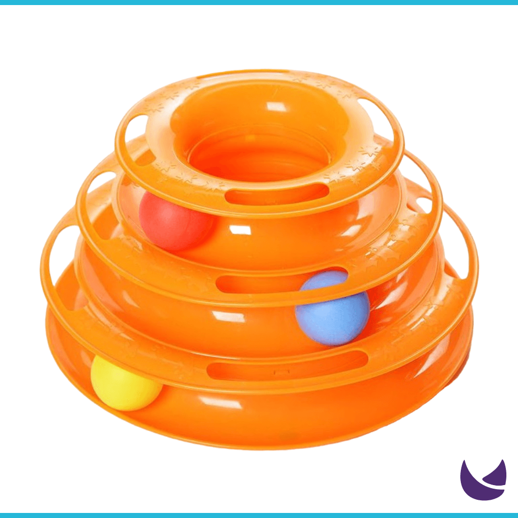 Orange Tower of Tracks toy for cats