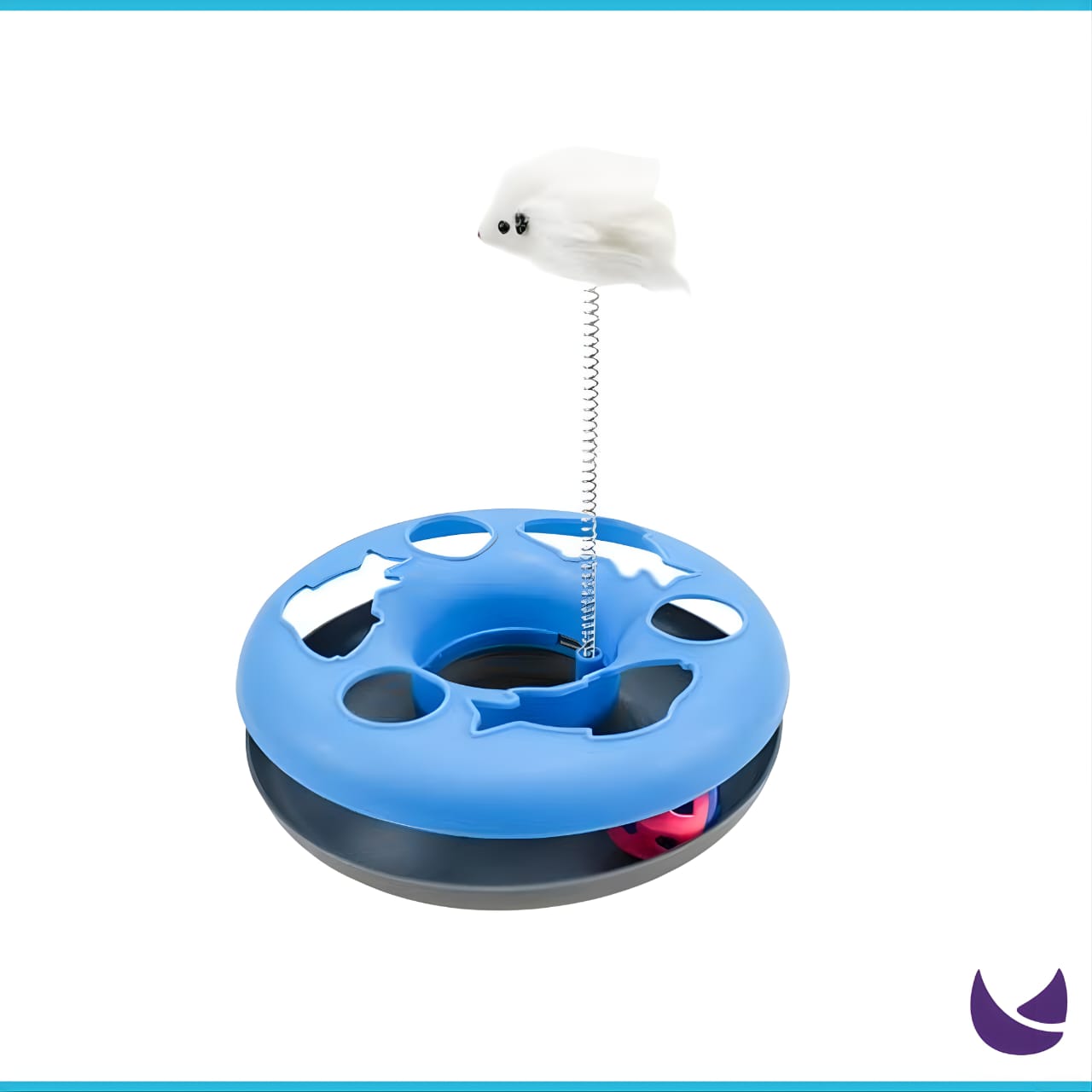 Turntable Spring Mouse | Cat Toy with Spring Mouse and Moving Ball