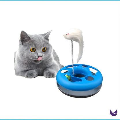 Turntable Spring Mouse | Cat Toy with Spring Mouse and Moving Ball